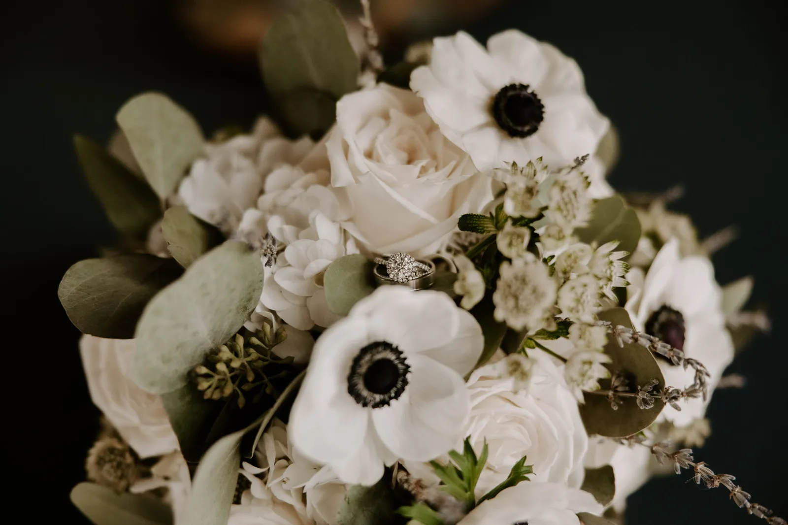 White anemone bridal bouquet