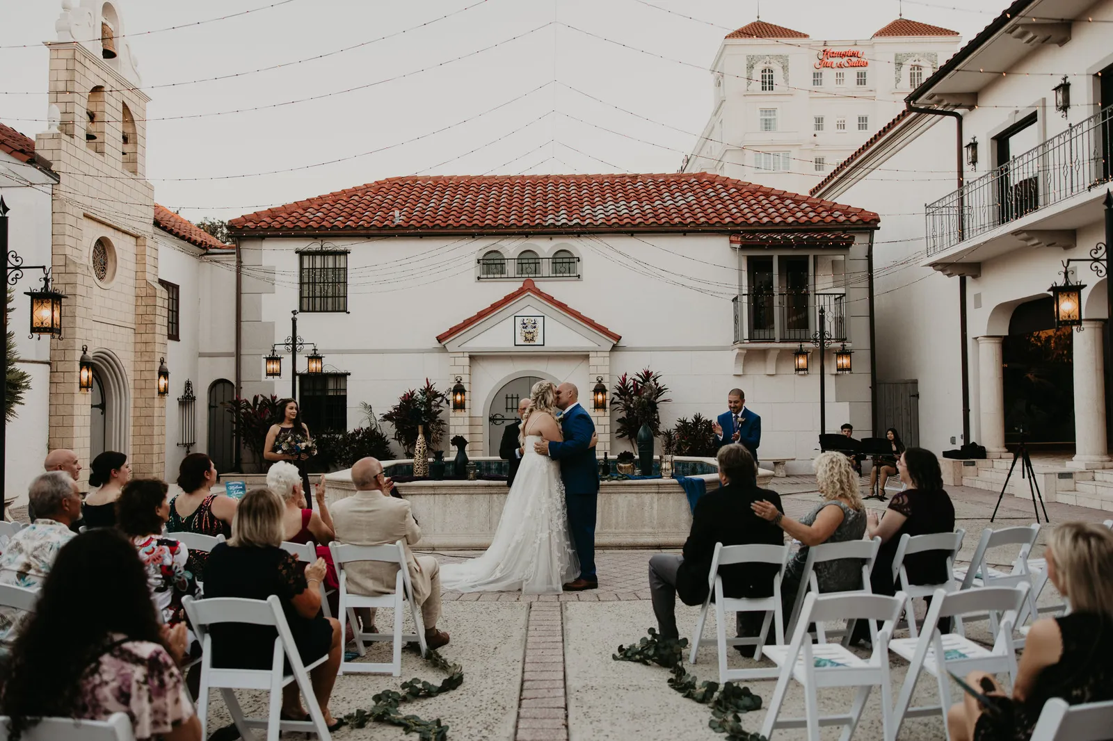 Wedding ceremony in the Spanish-style courtyard of the Bishop Museum in Bradenton